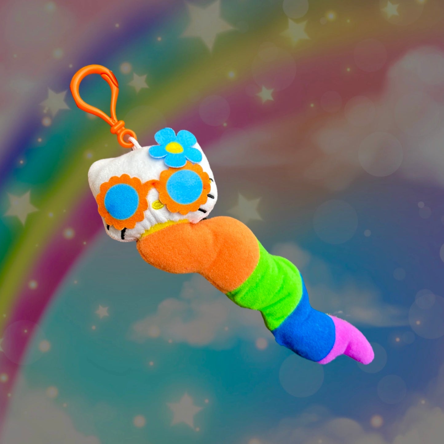 Hello Kitty Beanie Baby Worm Keychain