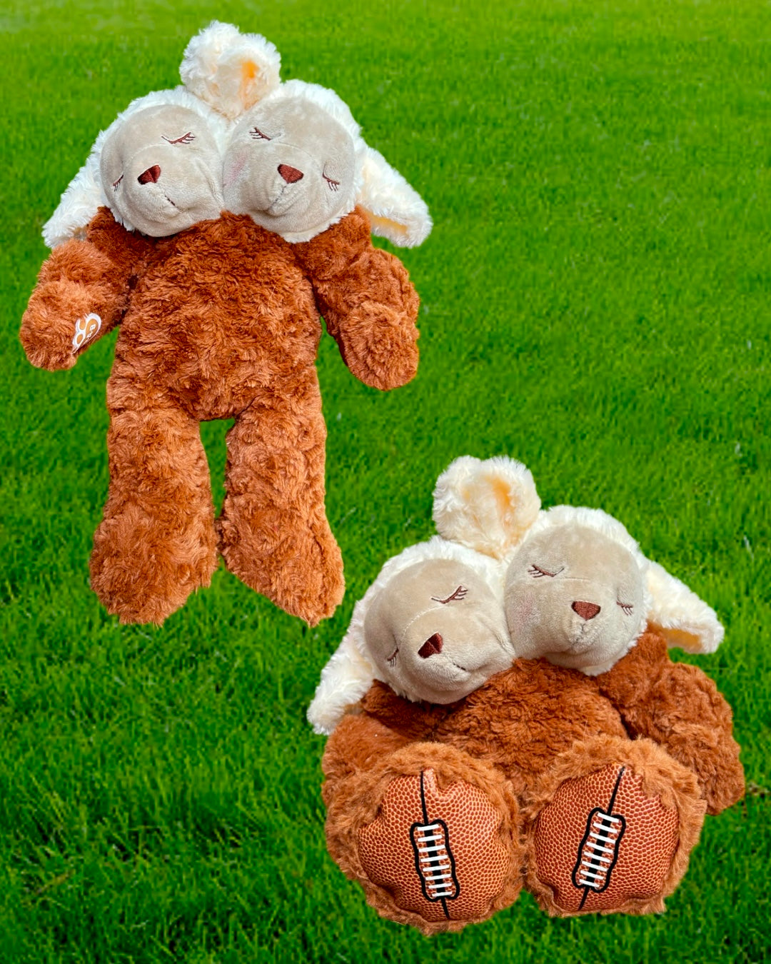 Lamb Twins (footballs on feet & buff arms)