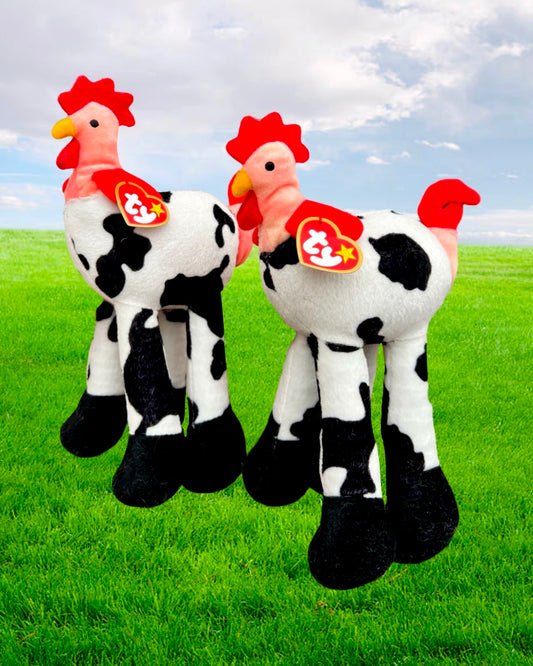 SET OF 2 Rooster Cows (1993 Beanie Babies)