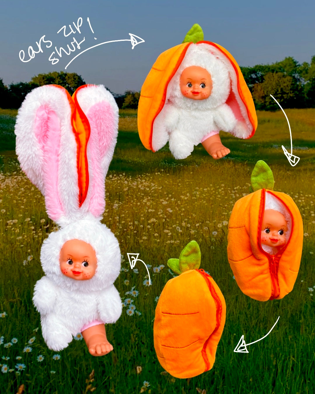 Baby Bunny Carrot (EARS ZIP SHUT)